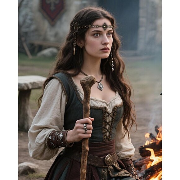 Women Viking Head Chain Jewelry Halloween Cosplay Antique Bronze Fit main image 5